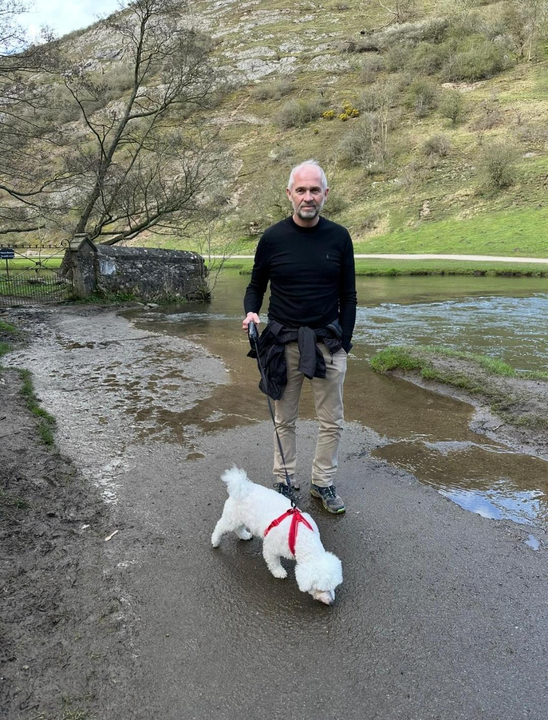 Jim Thomas walking Chilli